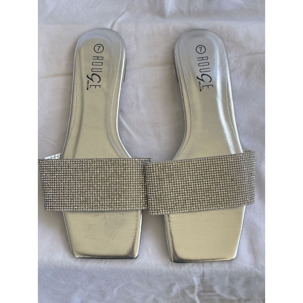 ROUGE HELIUM SANDALS Silver Crystals Size 7